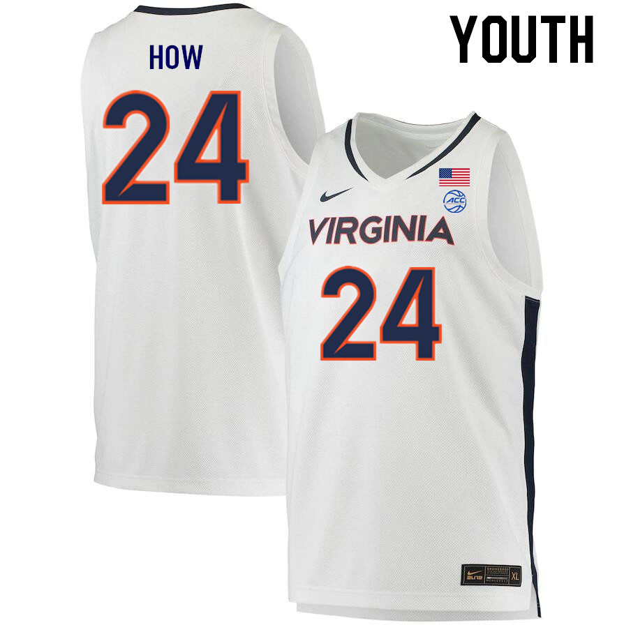 Youth #24 Tristan How Virginia Cavaliers College 2022-23 Stitched Basketball Jerseys Sale-White